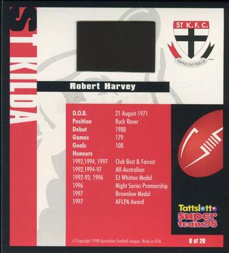 1998 Magic Vision Super Team 98 Magnets #8 Robert Harvey Back
